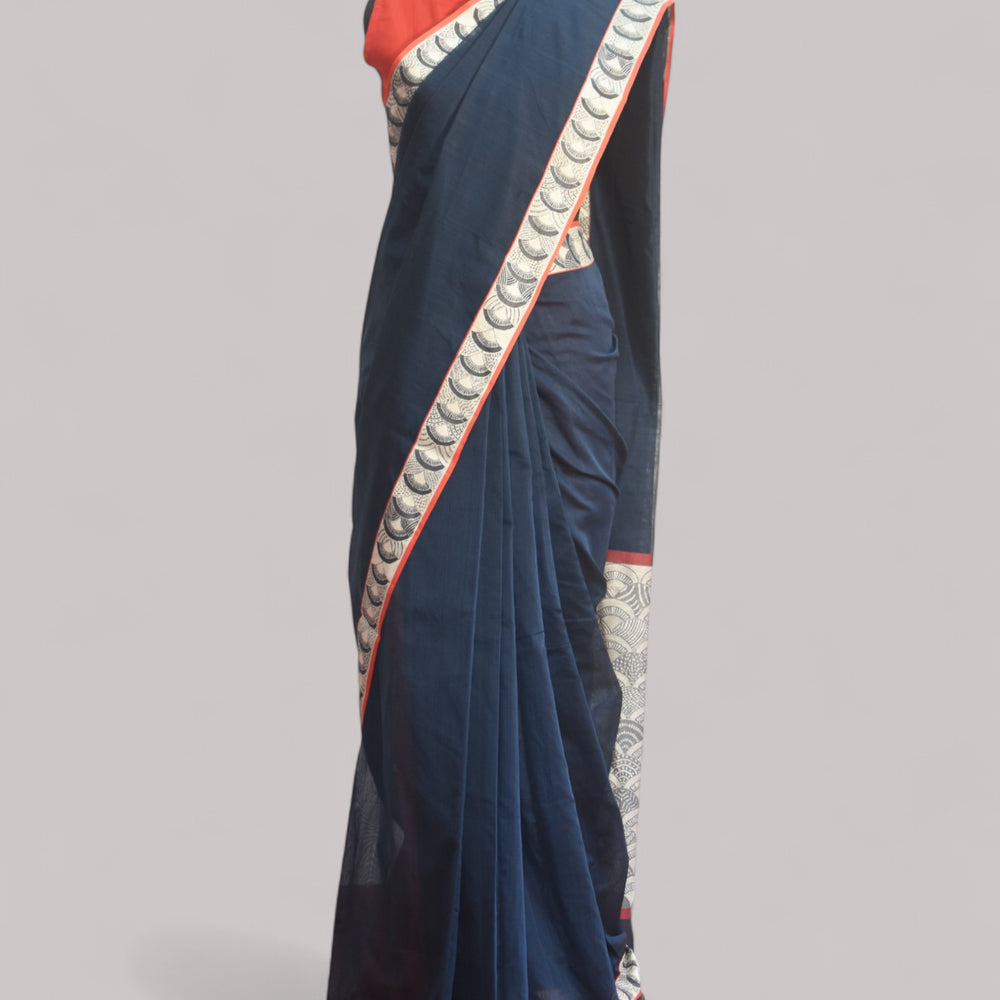 Indigo - Arch Motif Organic Cotton Saree
