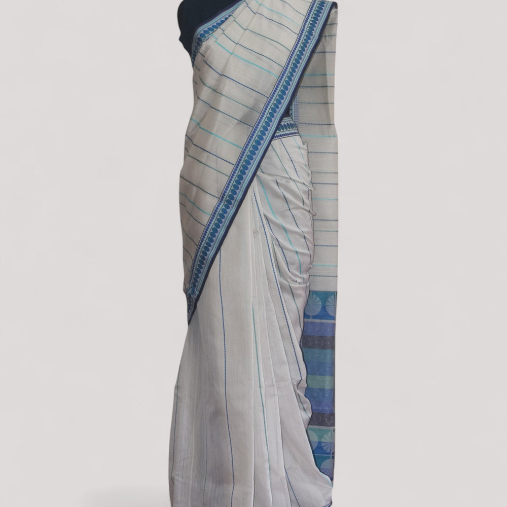 White  - Spherical Grace Organic Cotton Saree