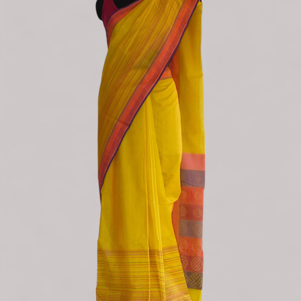 Yellow - Whispering Circles Organic Cotton Saree