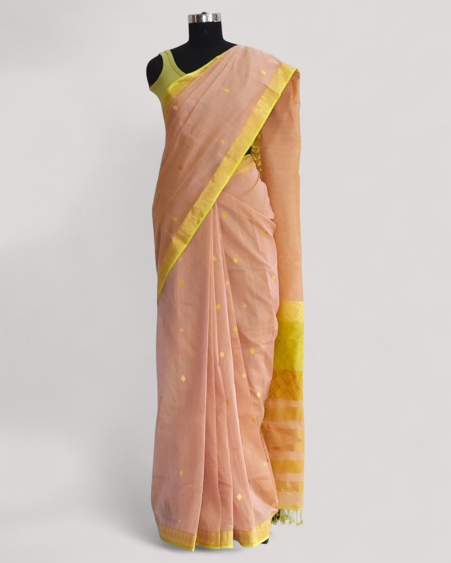 Beige - Kites Motif Organic Cotton Saree