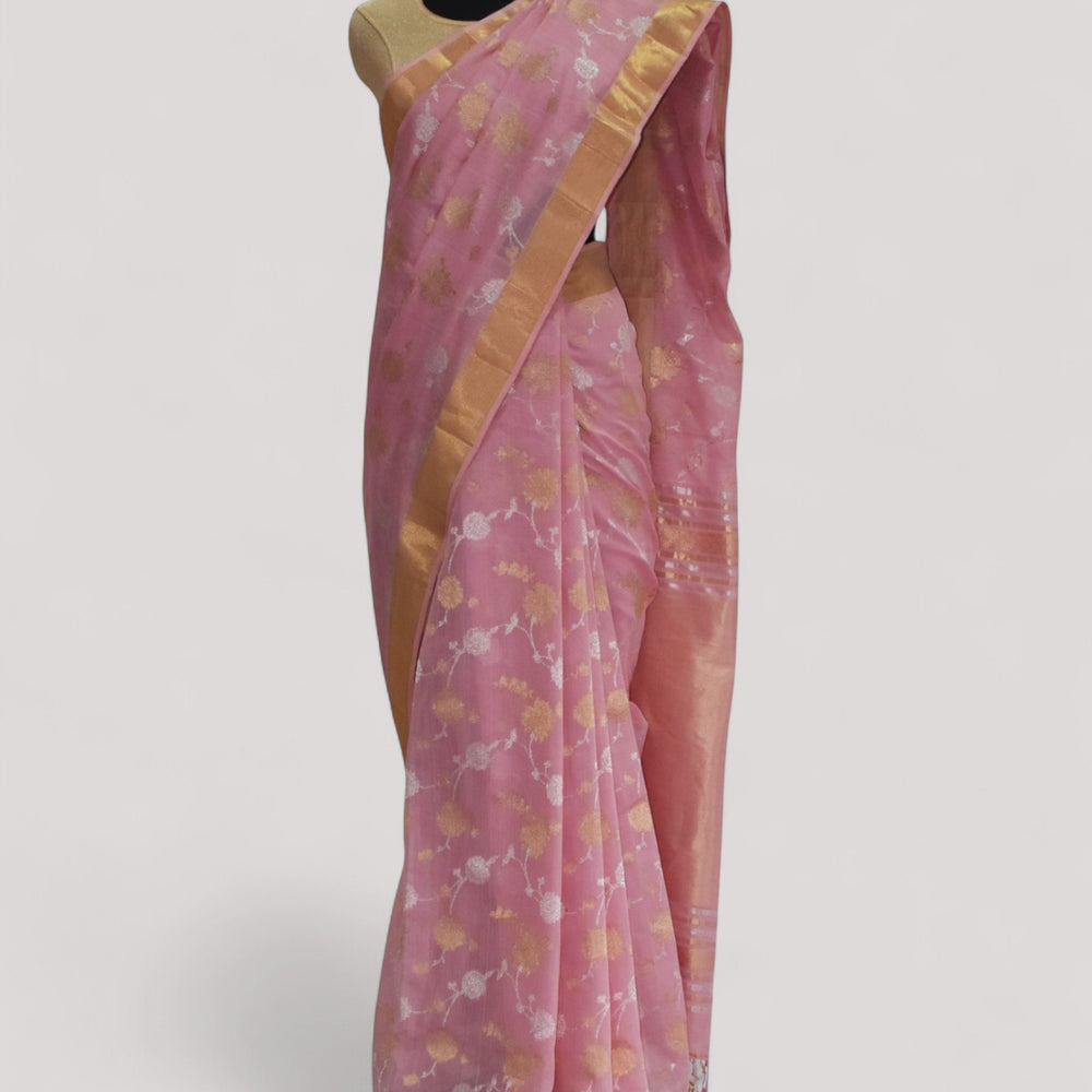 Baby pink - Gilded Grove Organic Cotton Saree