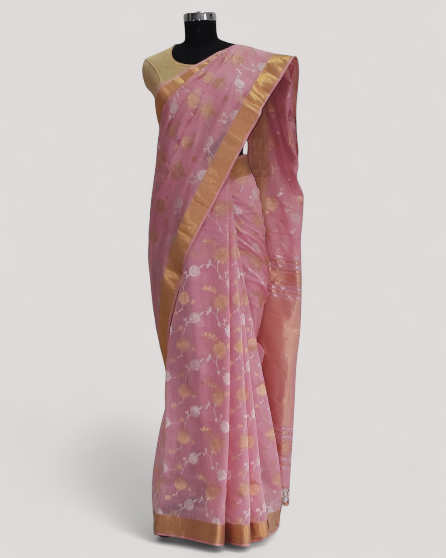 Baby pink - Gilded Grove Organic Cotton Saree