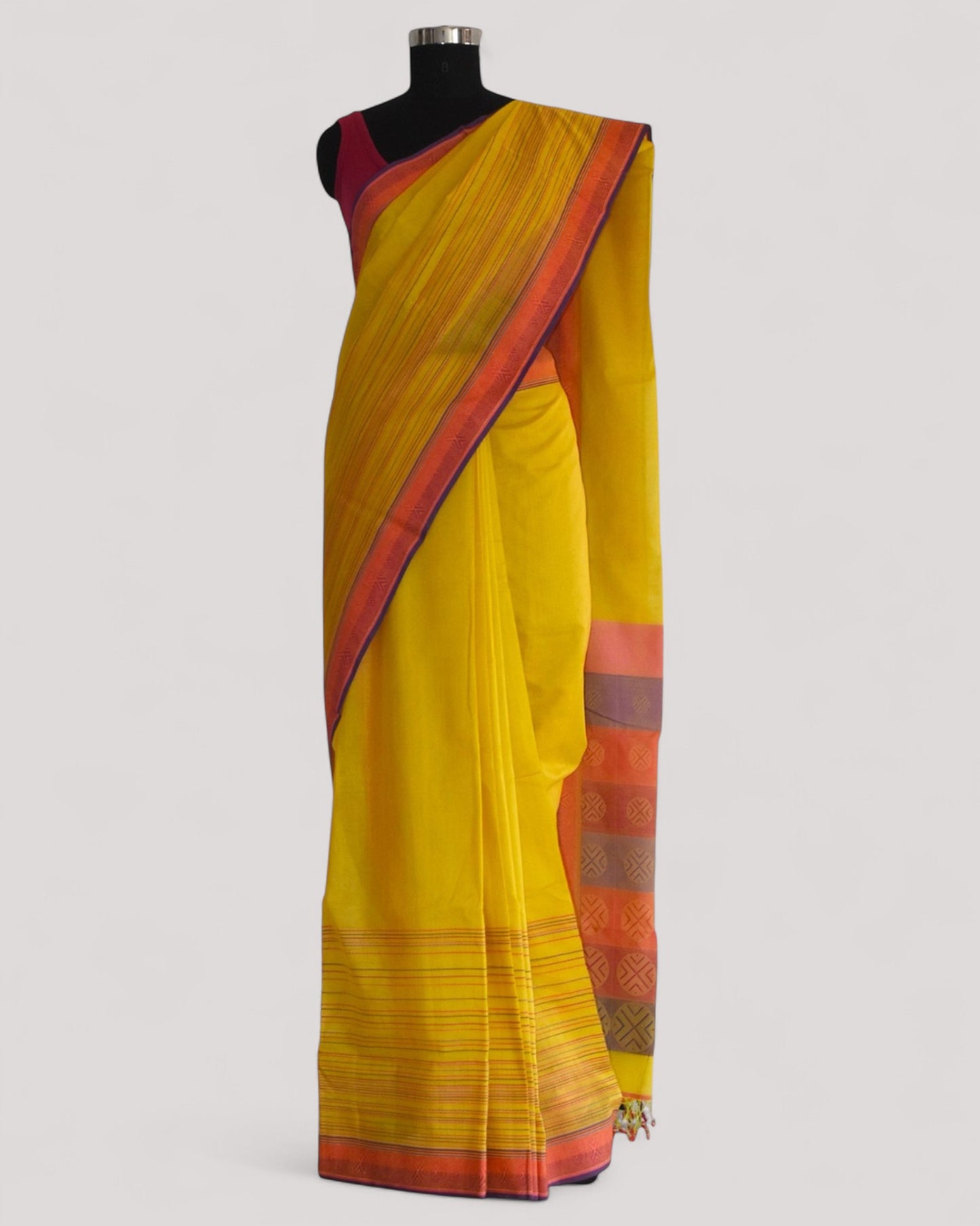 Yellow - Whispering Circles Organic Cotton Saree
