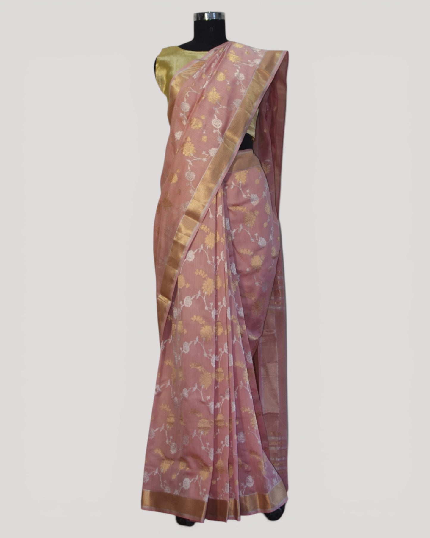 Light Pink - Gilded Grove Organic Cotton Saree