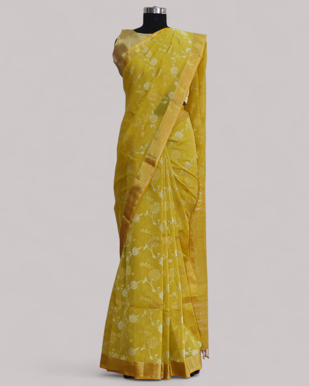 Yellow - Gilded Grove Organic Cotton Saree