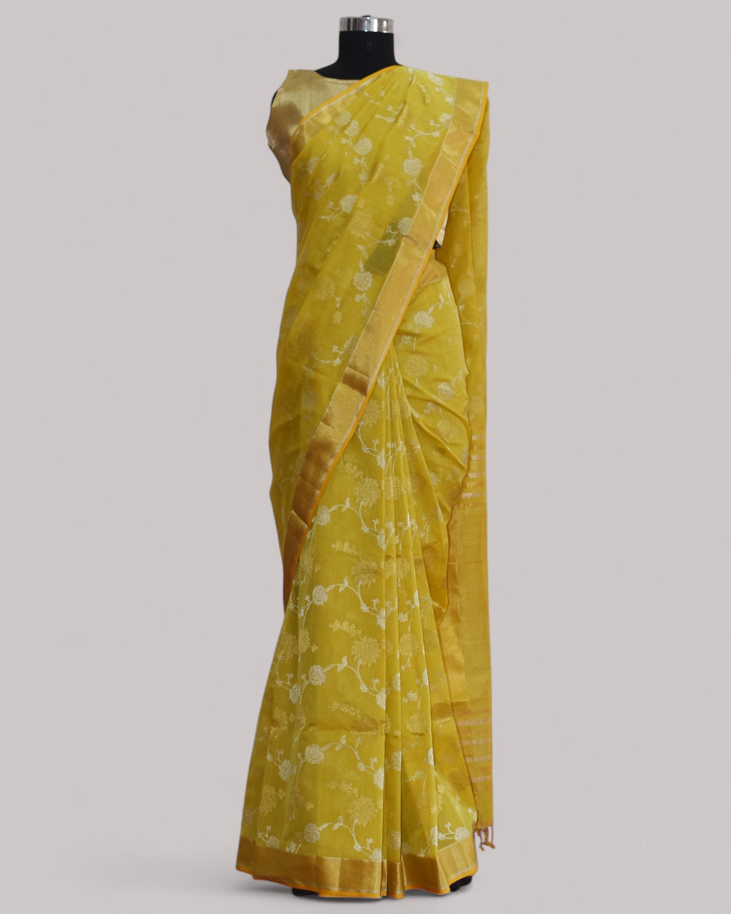 Yellow - Gilded Grove Organic Cotton Saree