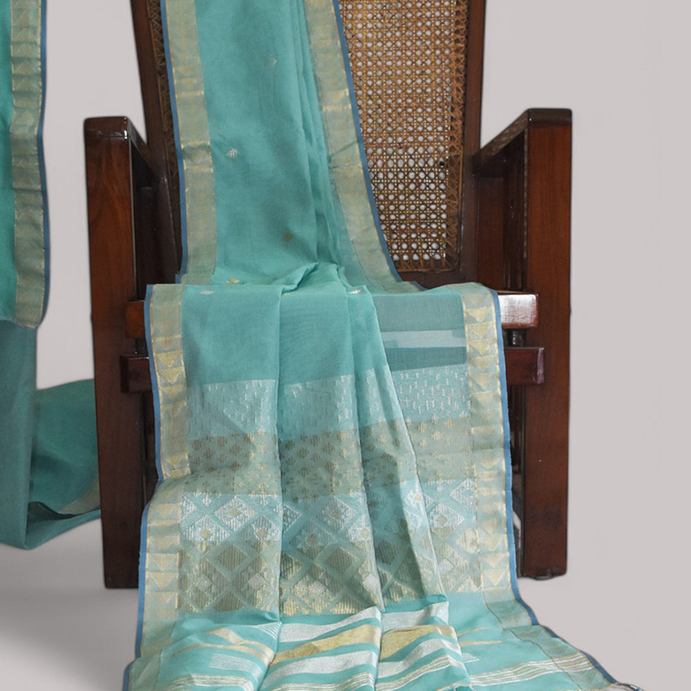 
                      
                        Sea Green - Kites Motif Organic Cotton Saree
                      
                    