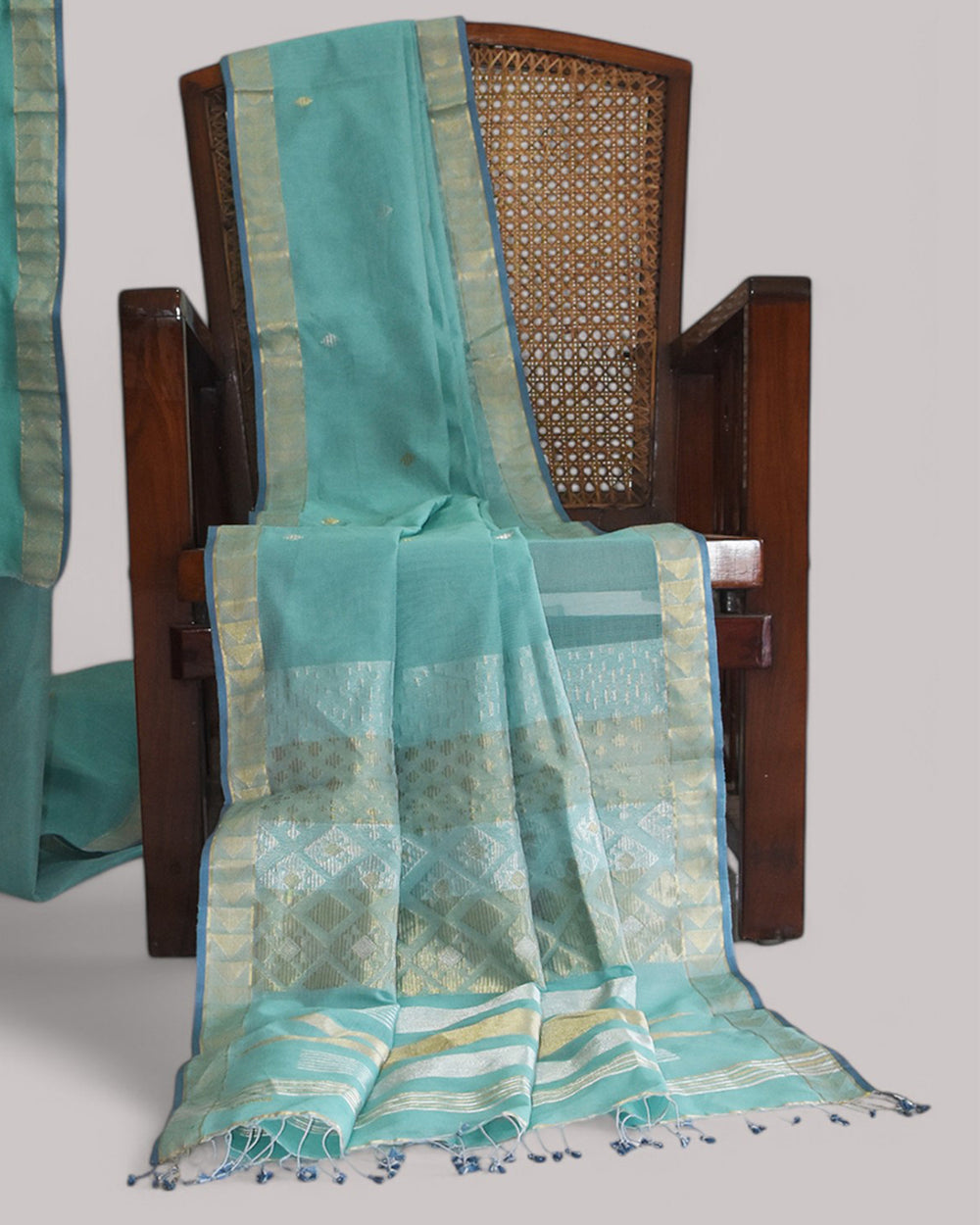 Sea Green - Kites Motif Organic Cotton Saree