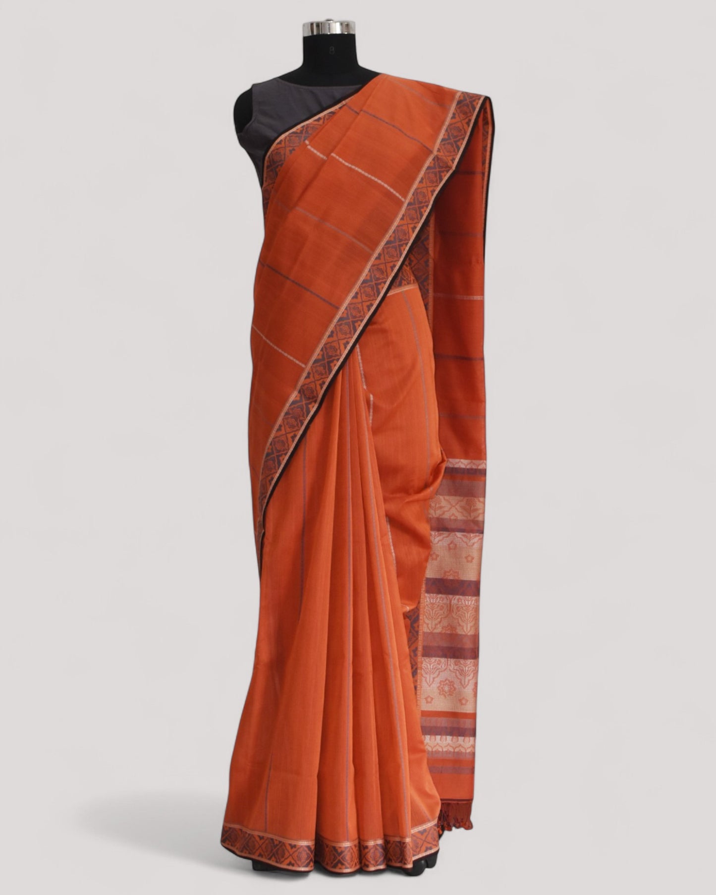 Rust - Jaipur Quilt Organic Cotton Saree