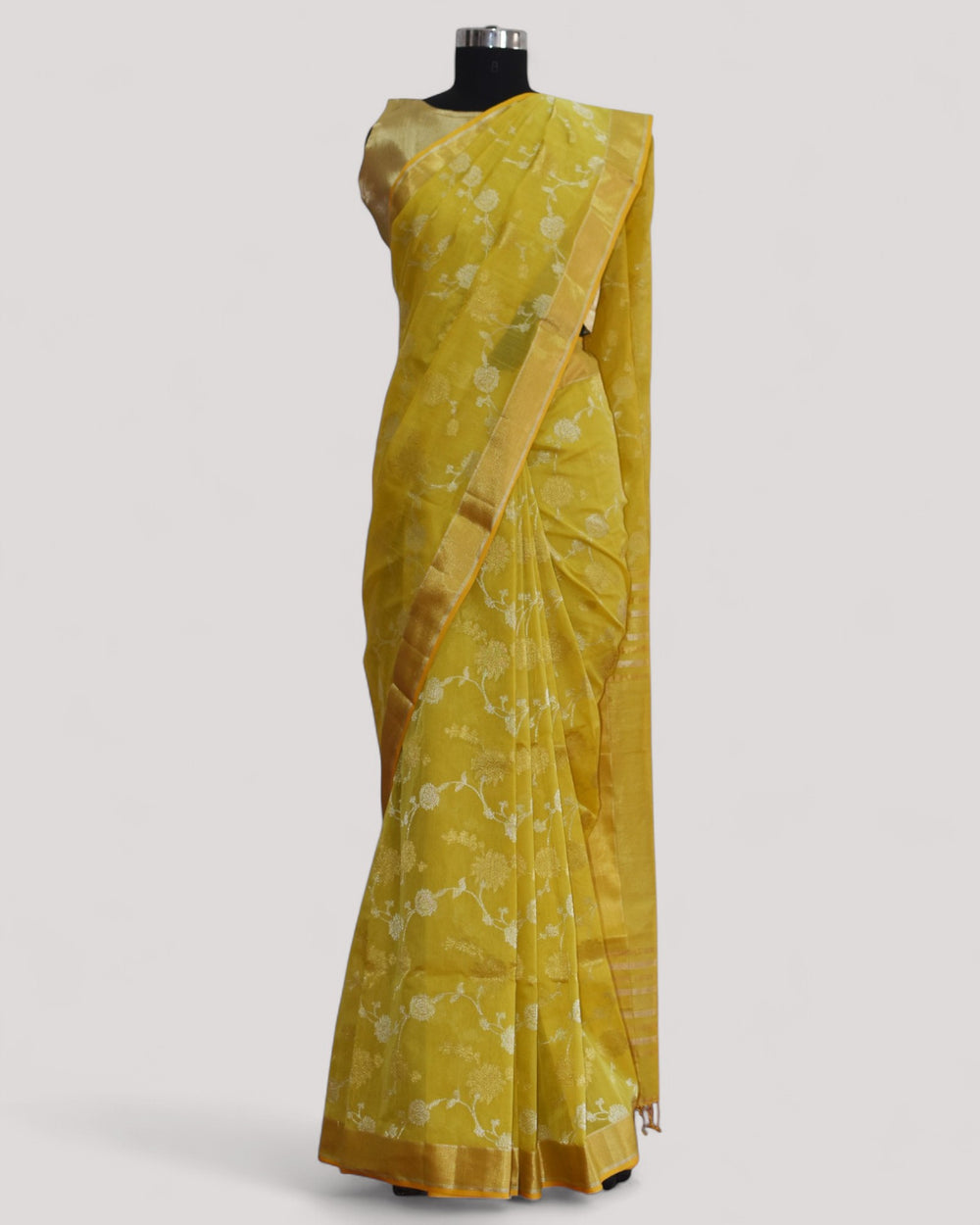 Yellow - Gilded Grove Organic Cotton Saree