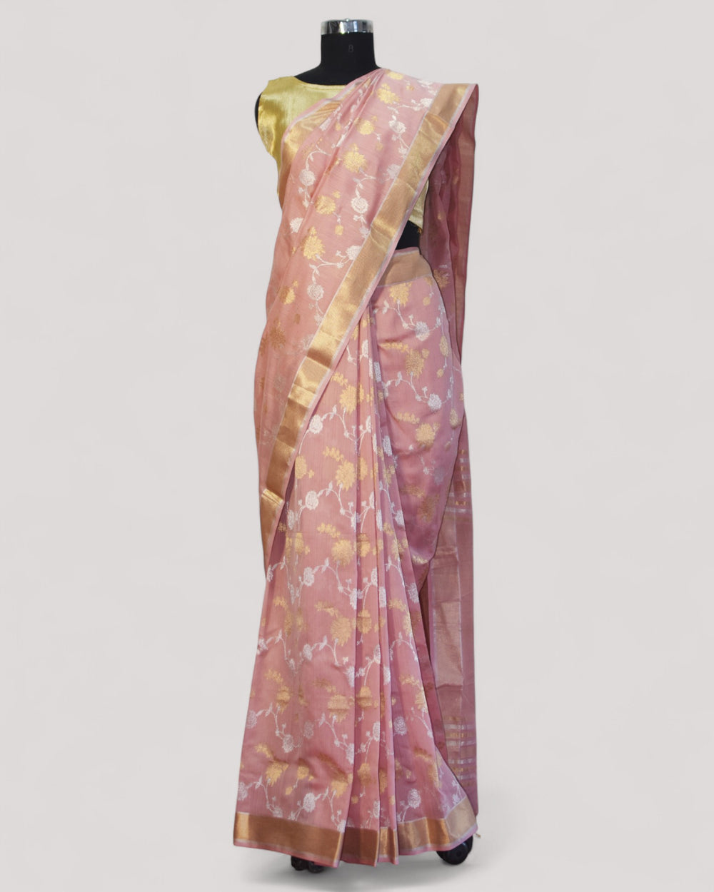 Light Pink - Gilded Grove Organic Cotton Saree