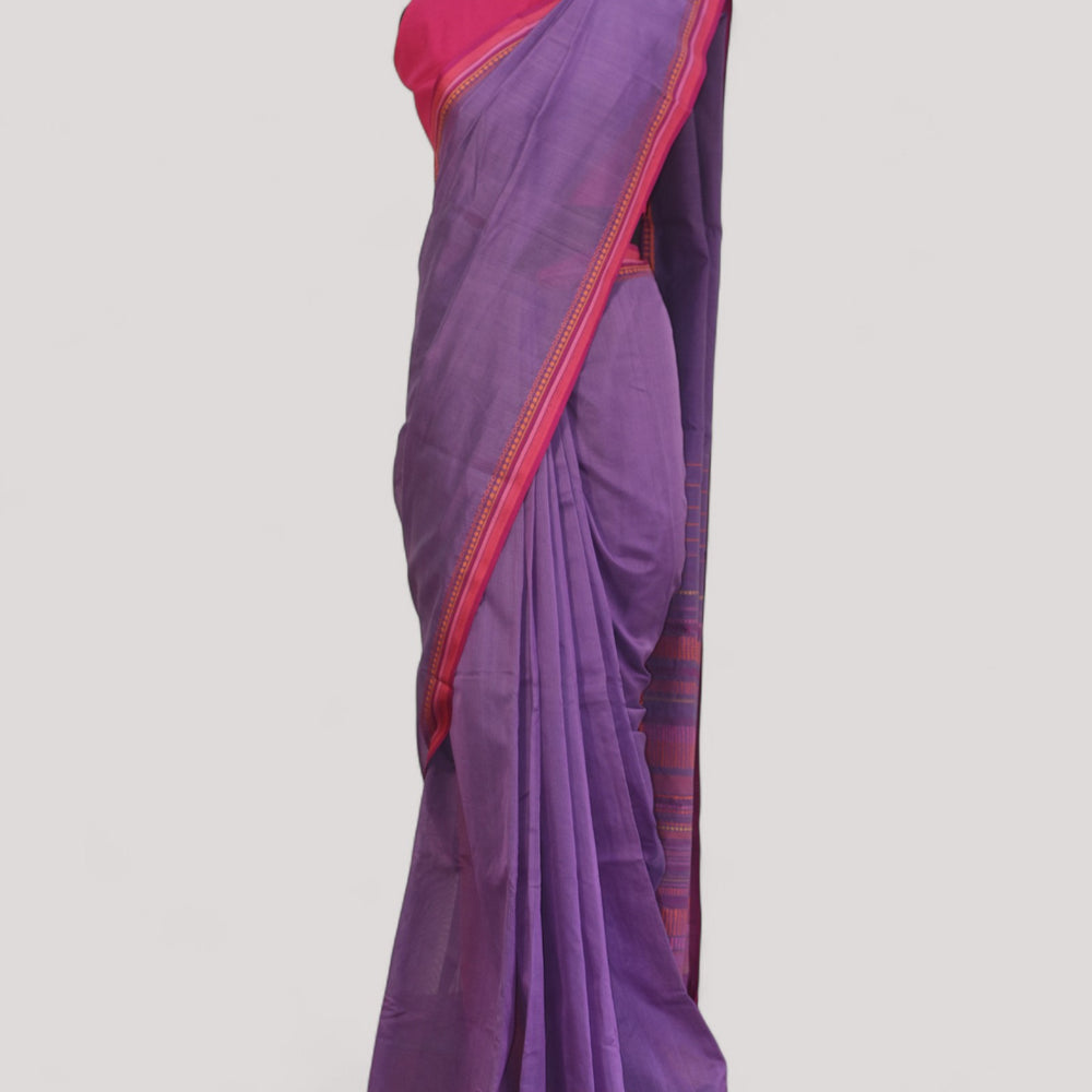 Light Purple - Dots and Dashes Organic Cotton Saree
