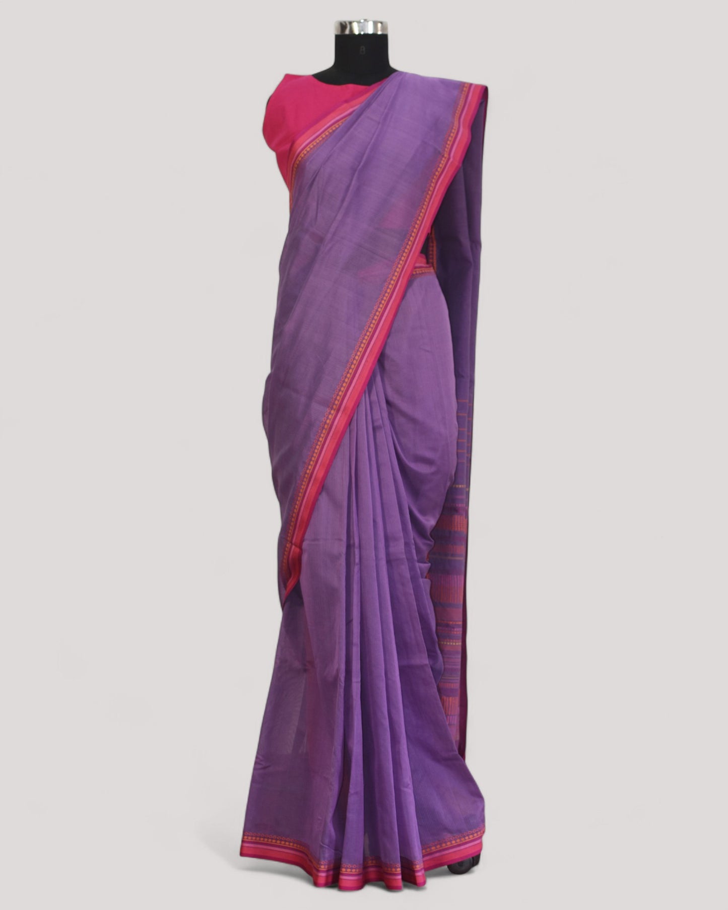 Light Purple - Dots and Dashes Organic Cotton Saree