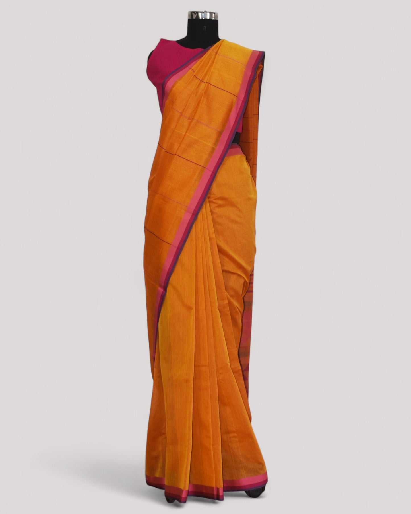 Orange - Triangle Motif Organic Cotton Saree