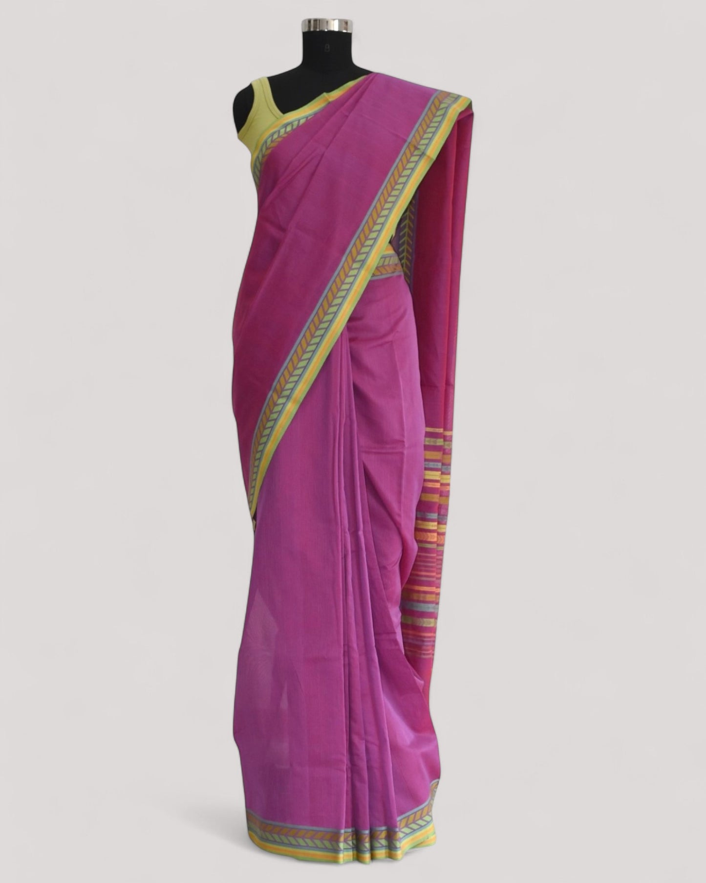 Pinkish Purple - Arrowed Opulence Organic Cotton Saree