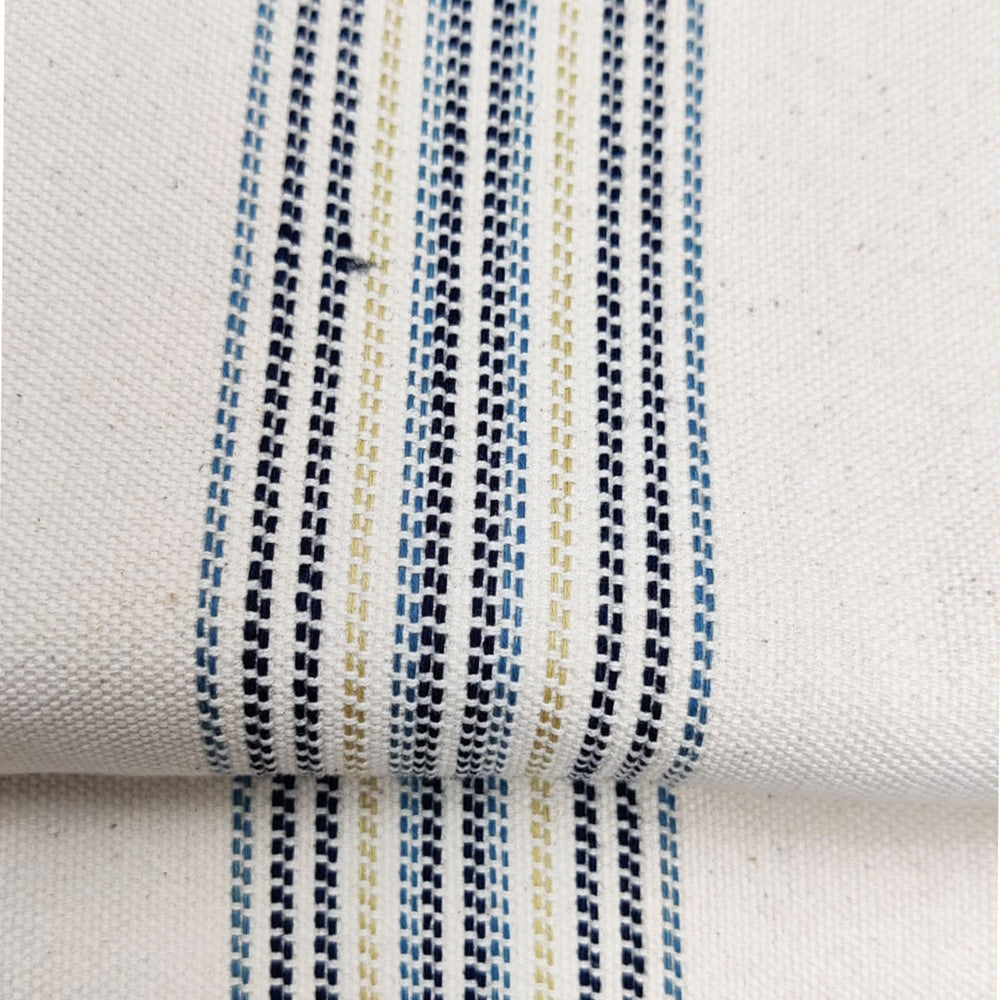 Off White - Blanket 6 with blue stripes (with tassels)
