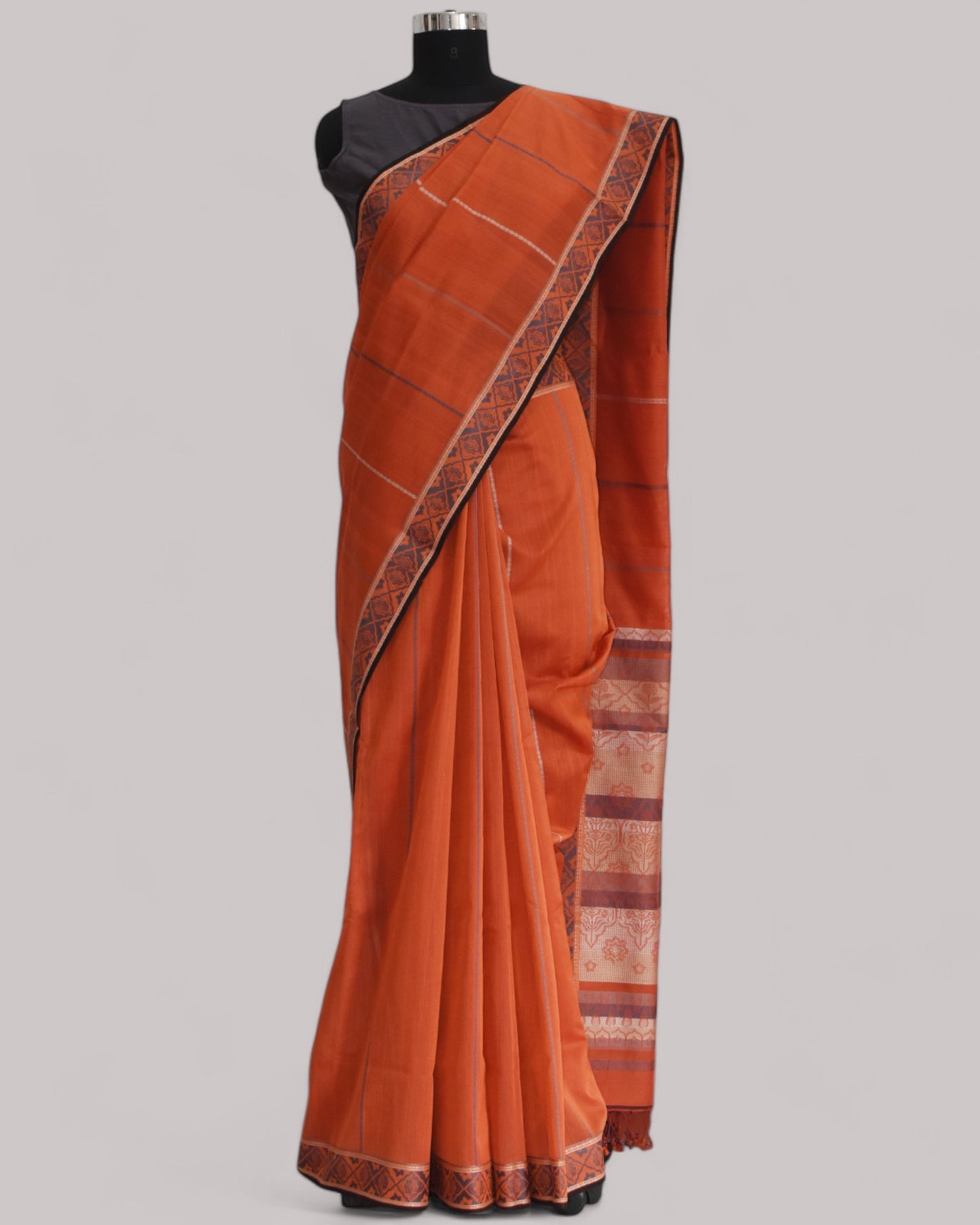 Orange - Jaipur Quilt Organic Cotton Saree