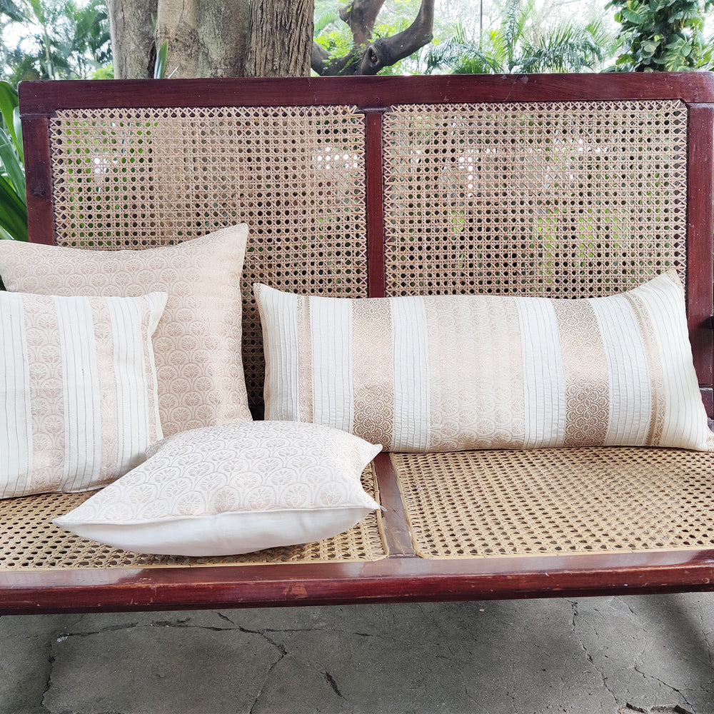 
                      
                        Cream & Gold - Arch Design with Pintucks Organic Cotton Cushion Cover 5
                      
                    