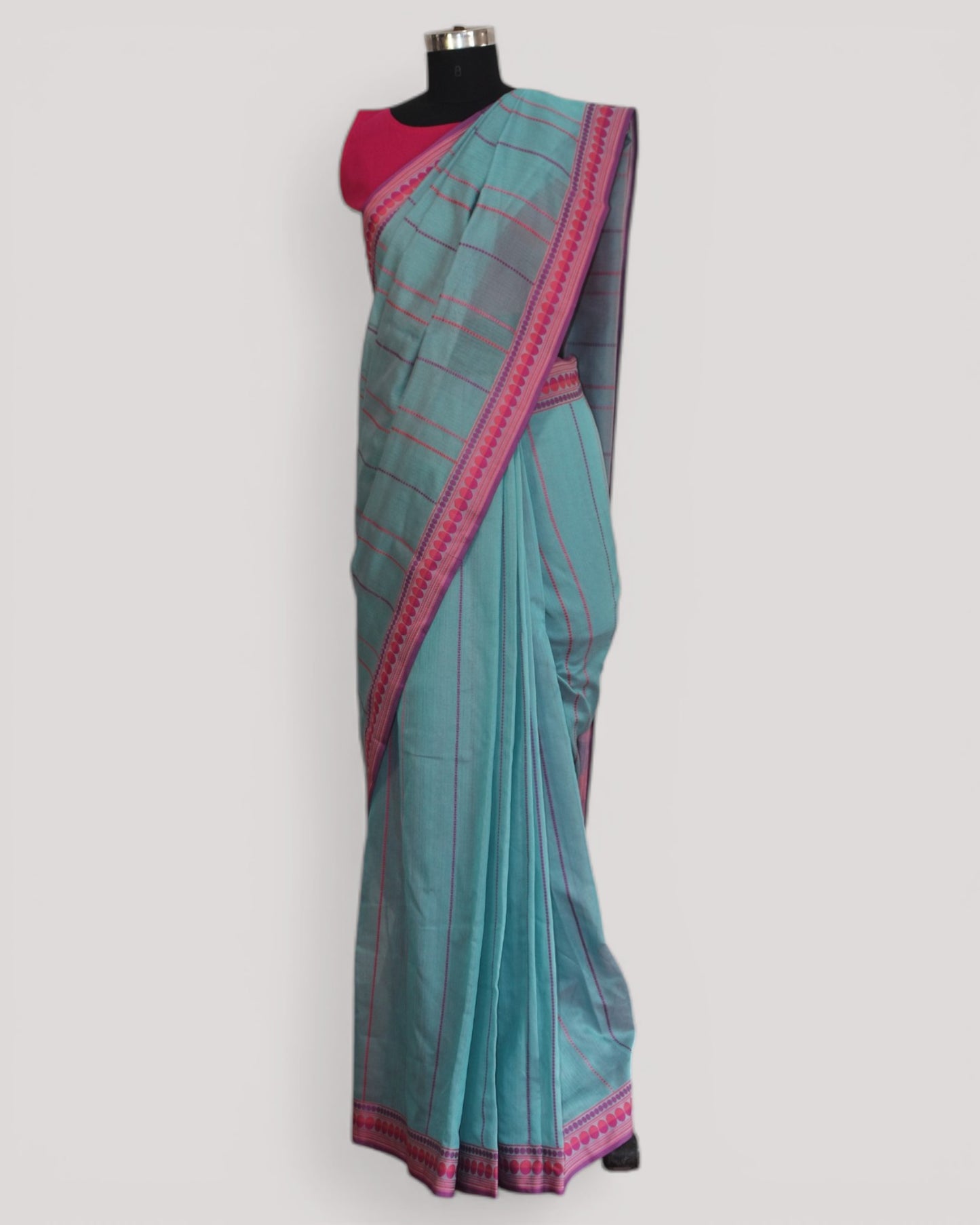 Light Blue - Spherical Grace Organic Cotton Saree