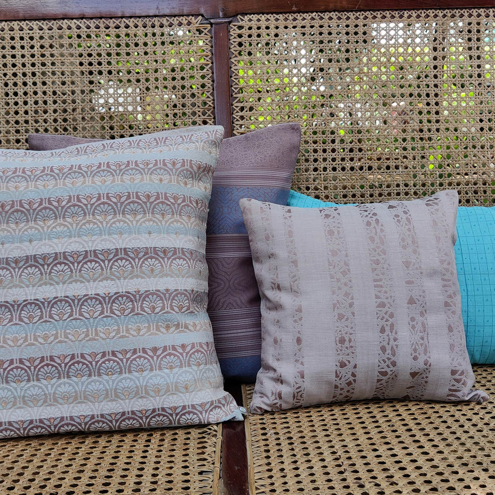 
                      
                        Brown - Criss Cross With Stripes Organic Cotton Cushion Cover 2
                      
                    