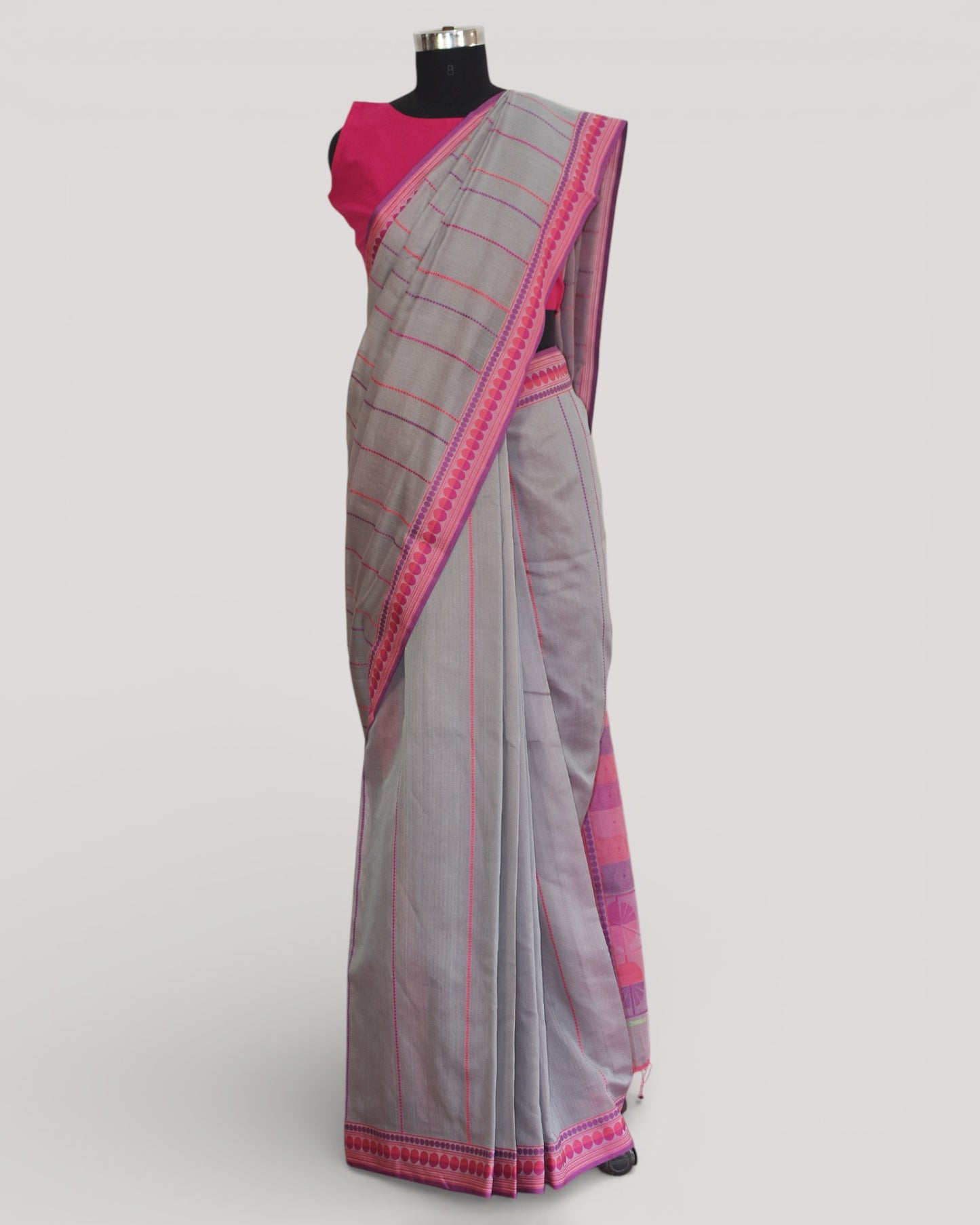 Light Grey - Spherical Grace Organic Cotton Saree