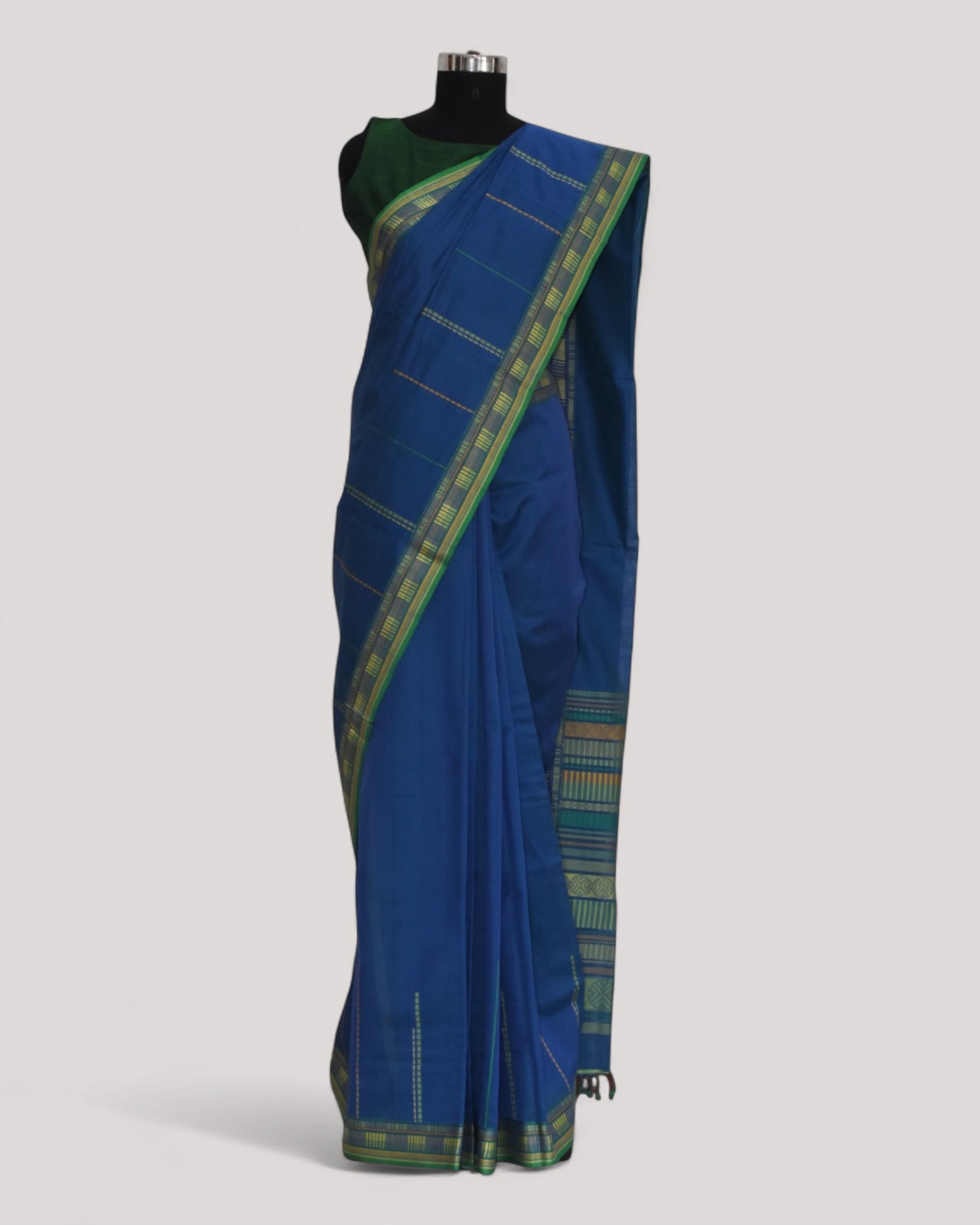 Blue - Sticks and Swirls Organic Cotton Saree