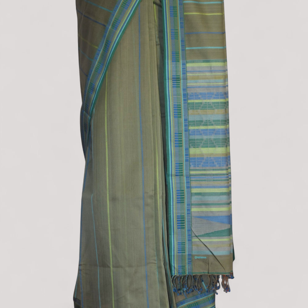 
                      
                        Olive Green - Zig Zag Motif Organic Cotton Saree
                      
                    