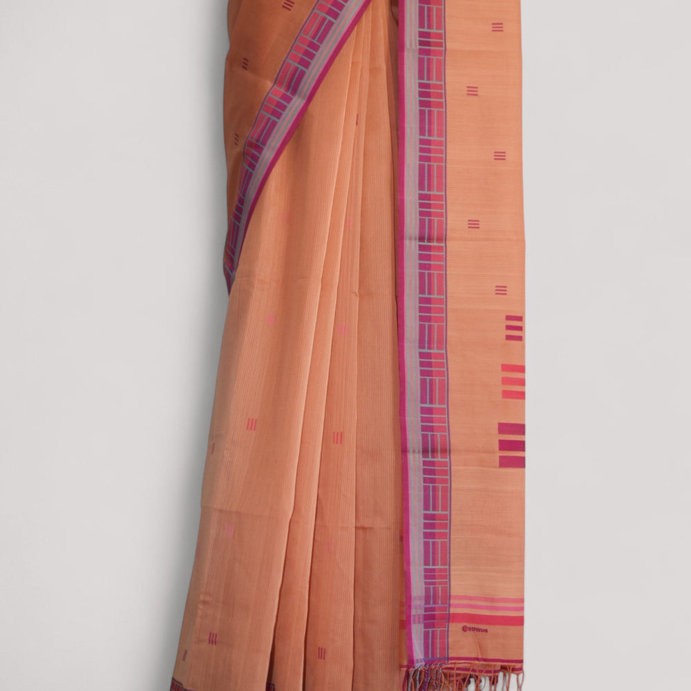 
                      
                        Peach - Regal Rectangle Motif Organic Saree
                      
                    