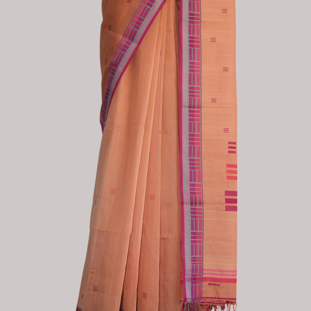 
                      
                        Peach - Regal Rectangle Motif Organic Saree
                      
                    