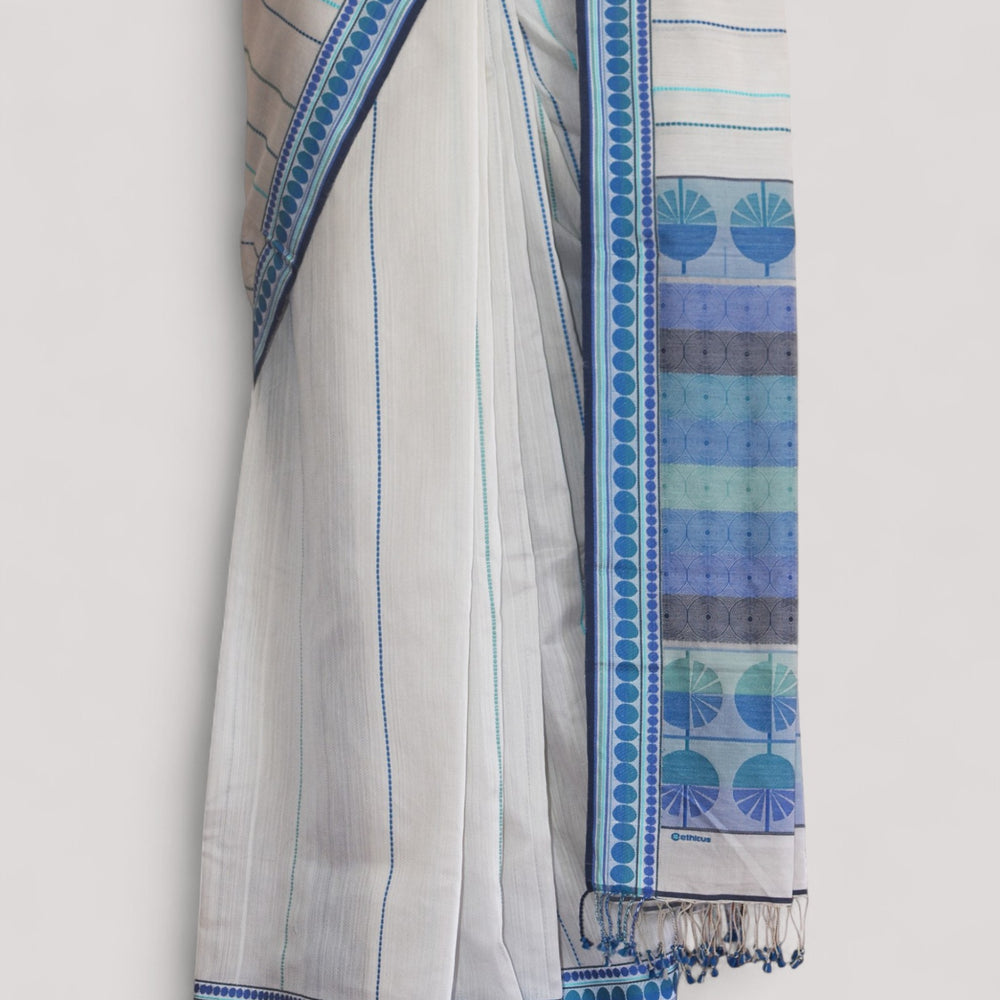 
                      
                        White  - Spherical Grace Organic Cotton Saree
                      
                    