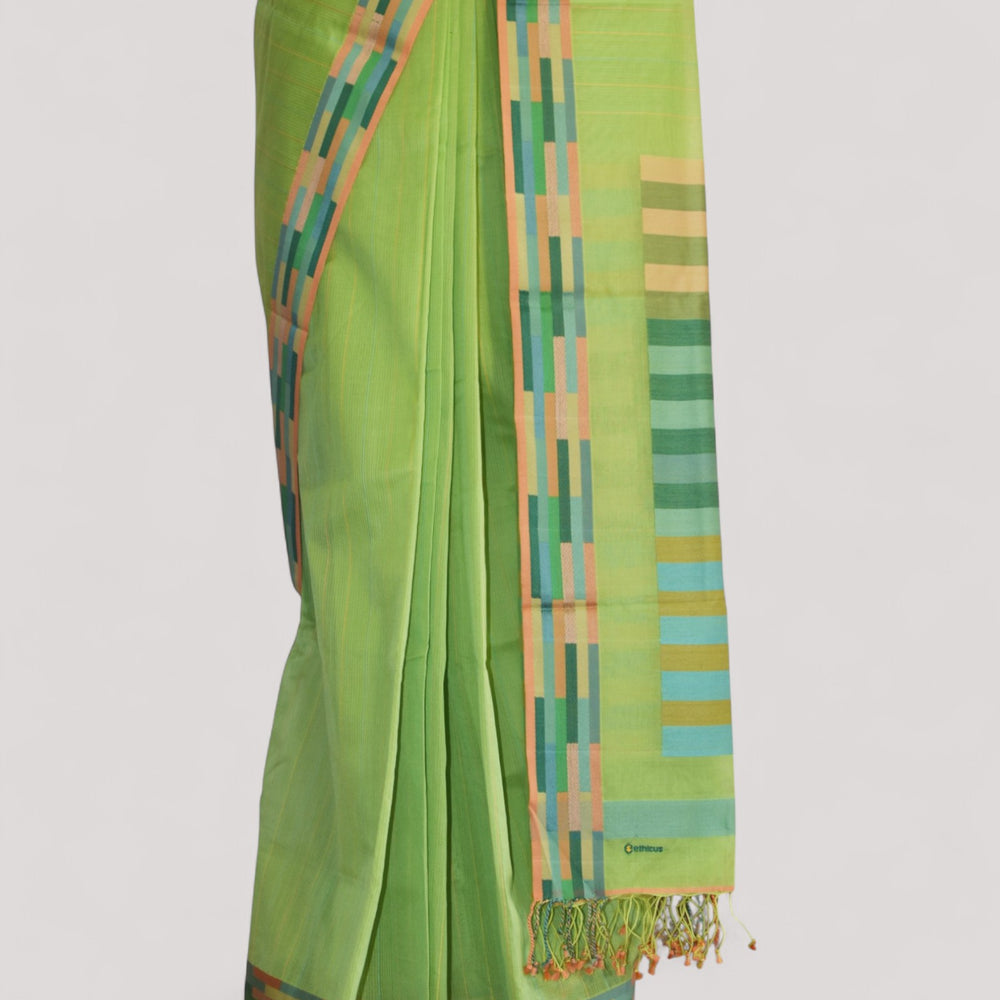 
                      
                        Parrot Green - Rectangle Quilt Organic Cotton Saree
                      
                    