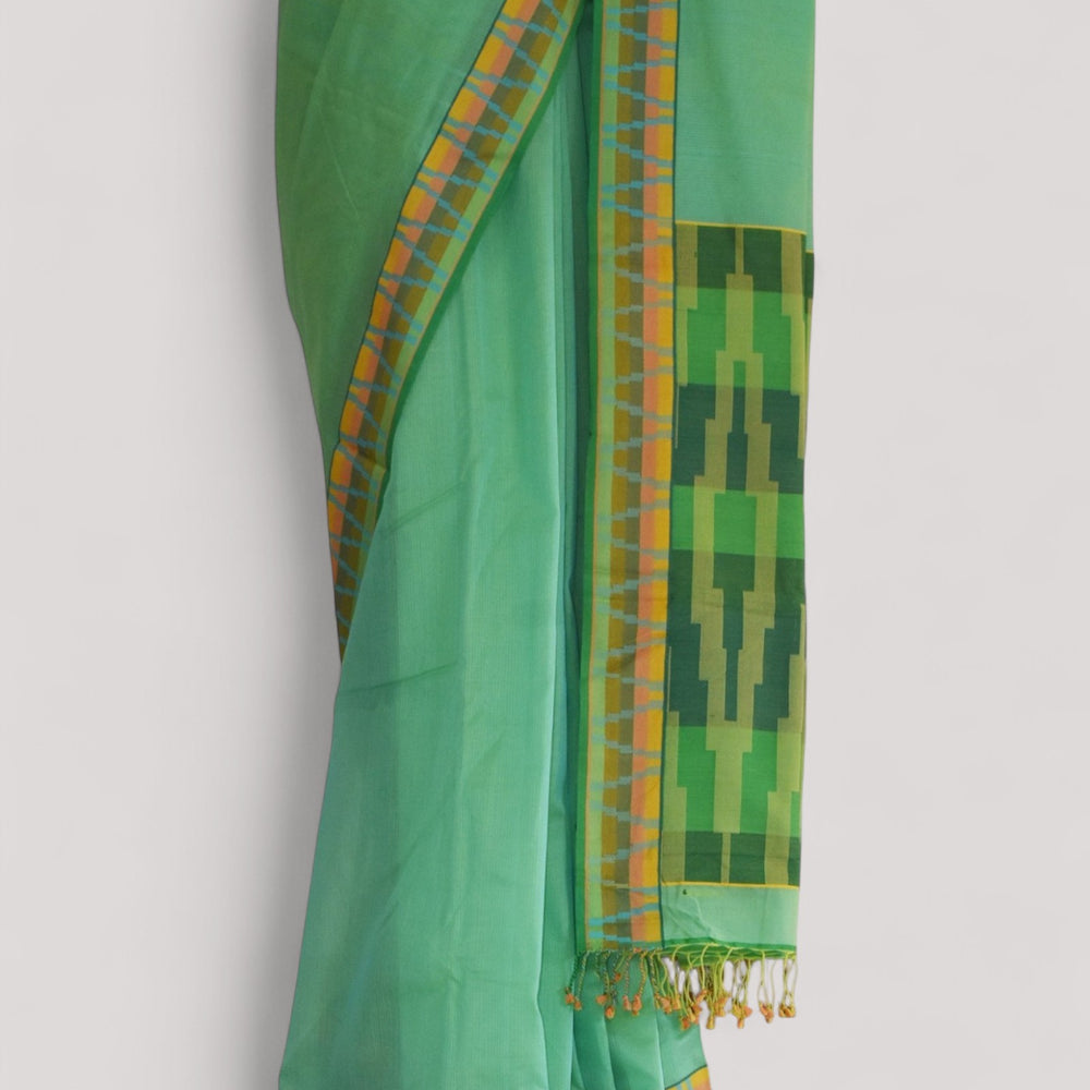 
                      
                        Sea Blue - Gopuram Motif Organic Cotton Saree
                      
                    