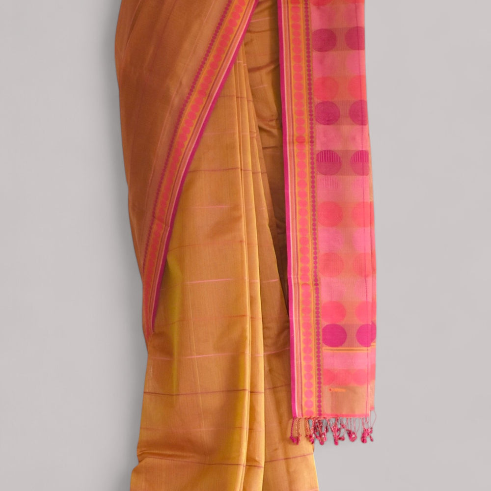 
                      
                        Orange - Stacked Spheres Organic Cotton Saree
                      
                    