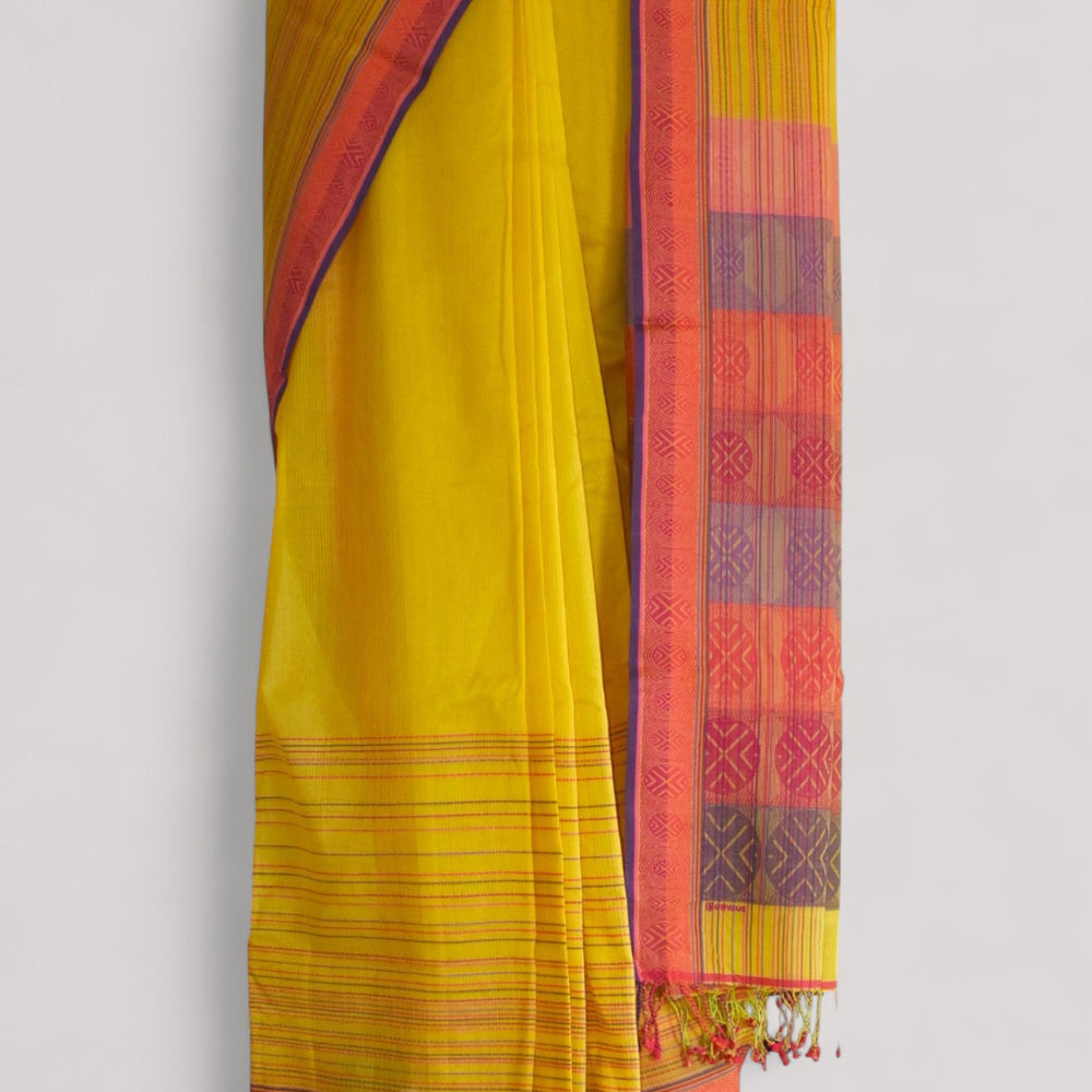 
                      
                        Yellow - Whispering Circles Organic Cotton Saree
                      
                    