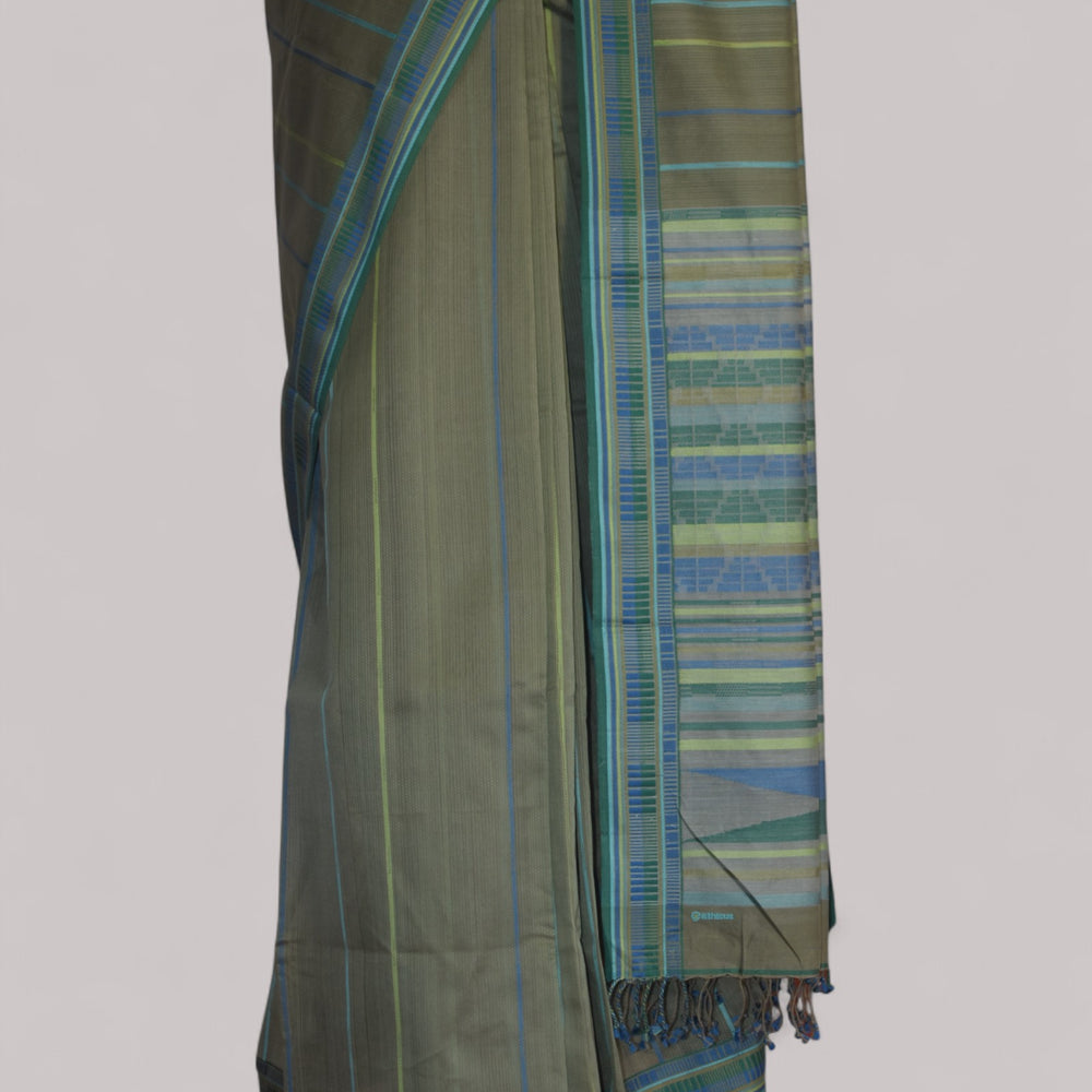 
                      
                        Olive Green - Zig Zag Motif Organic Cotton Saree
                      
                    