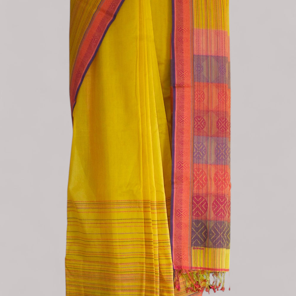 
                      
                        Yellow - Whispering Circles Organic Cotton Saree
                      
                    
