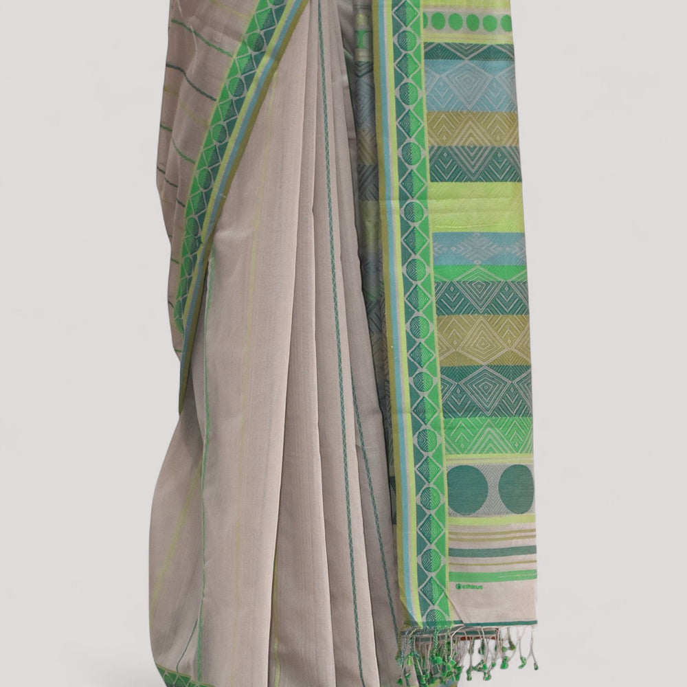
                      
                        Beige - Geometric Elegance Organic Cotton Saree
                      
                    