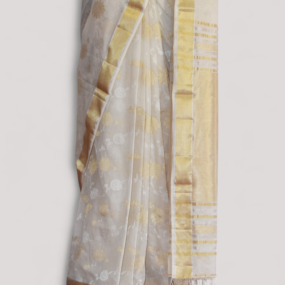 
                      
                        White - Gilded Grove Organic Cotton Saree
                      
                    