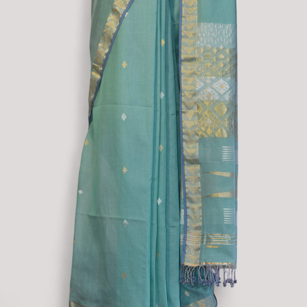 
                      
                        Sea Blue - Kites Motif Organic Cotton Saree
                      
                    