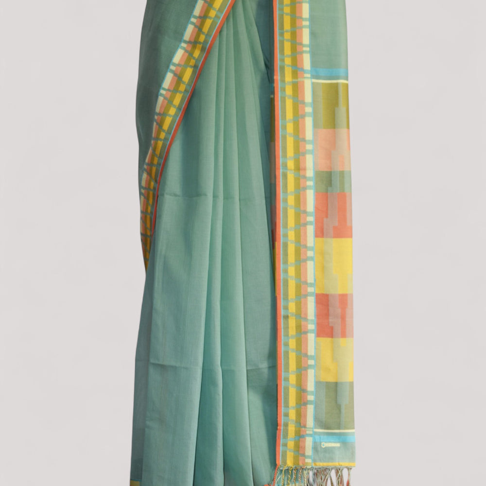 
                      
                        Sea Green - Gopuram Motif Organic Cotton Saree
                      
                    