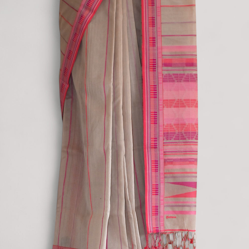 
                      
                        Beige - Zig Zag Motif Organic Cotton Saree
                      
                    