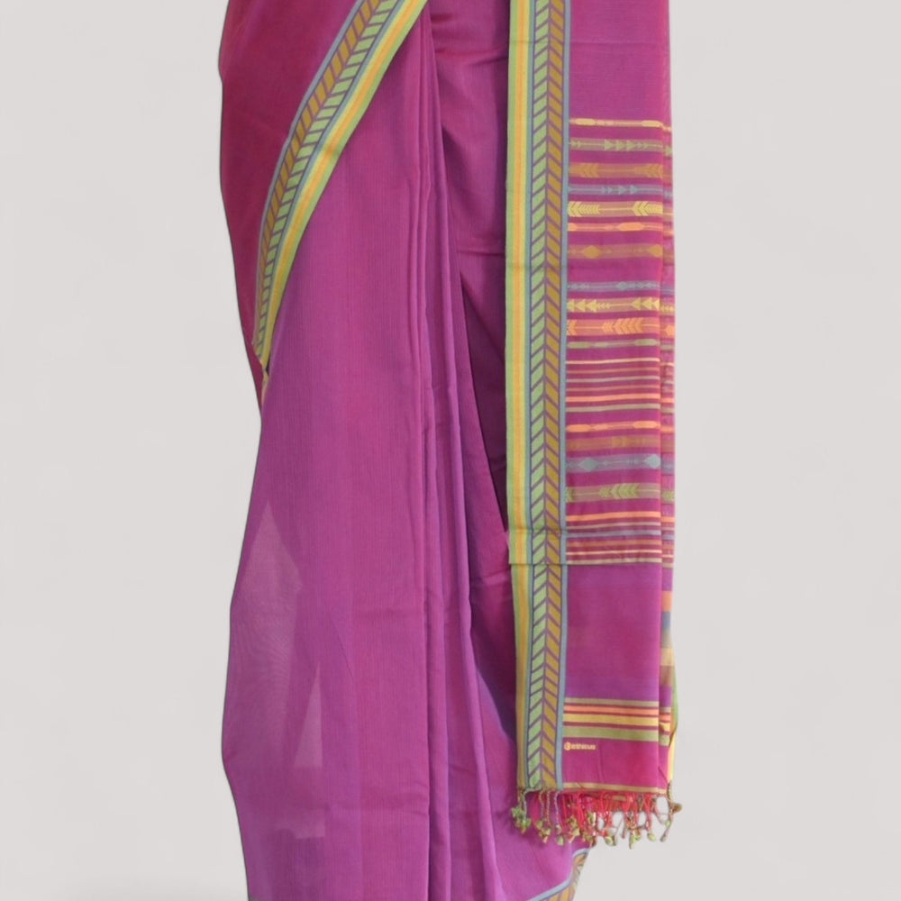 
                      
                        Pinkish Purple - Arrowed Opulence Organic Cotton Saree
                      
                    