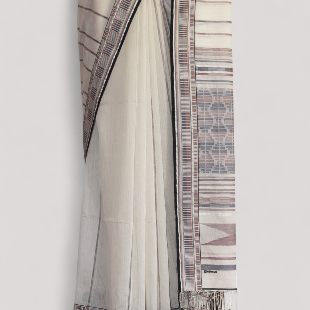 
                      
                        Off-White - Zig Zag Motif Organic Cotton Saree
                      
                    