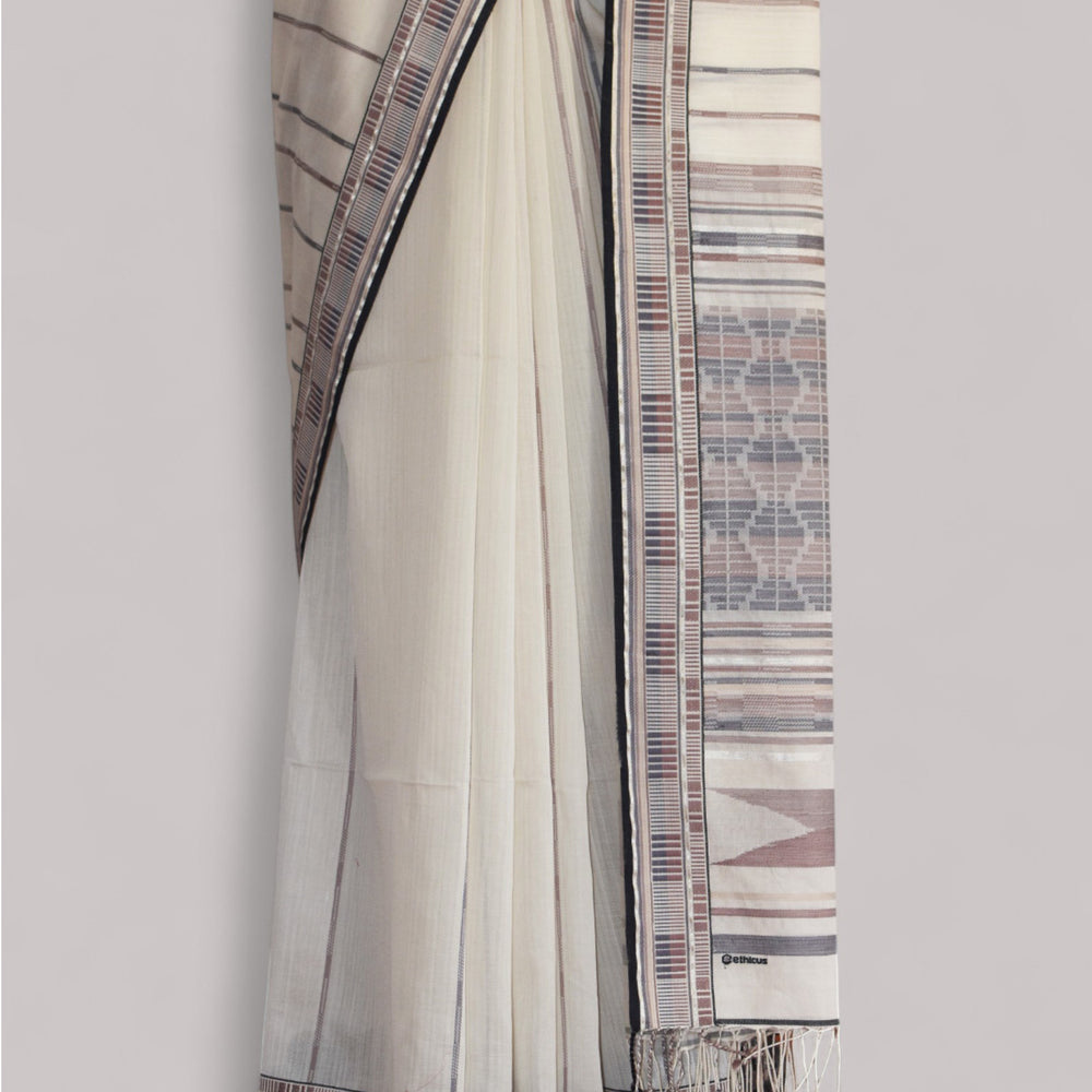 
                      
                        Off-White - Zig Zag Motif Organic Cotton Saree
                      
                    
