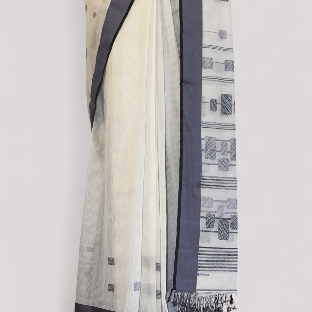 
                      
                        White - Polka Motif Organic Cotton Saree
                      
                    