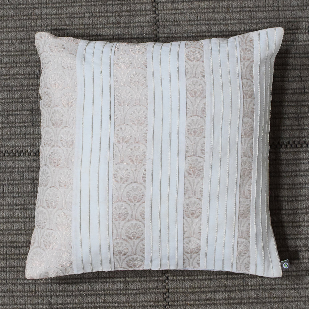 Cream & Gold - Arch Design with Pintucks Organic Cotton Cushion Cover 5