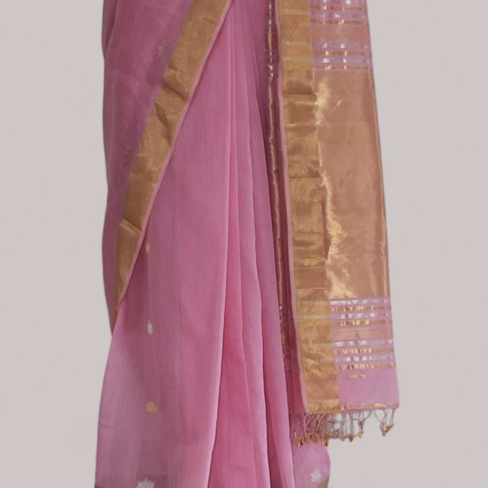 
                      
                        Baby pink - Lotus butta Organic Cotton Saree
                      
                    