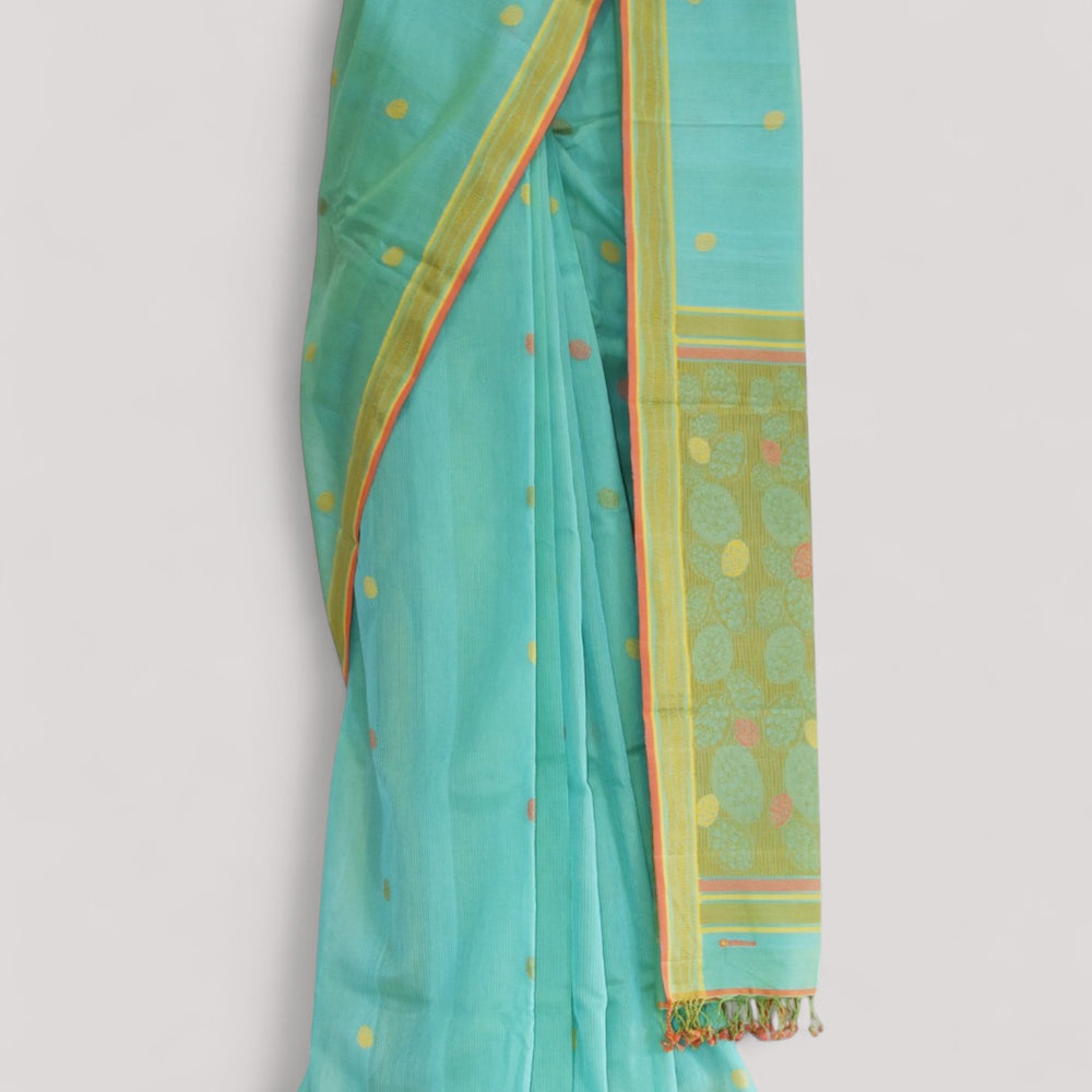 
                      
                        Sea Blue - Cactus Motif Organic Cotton Saree
                      
                    