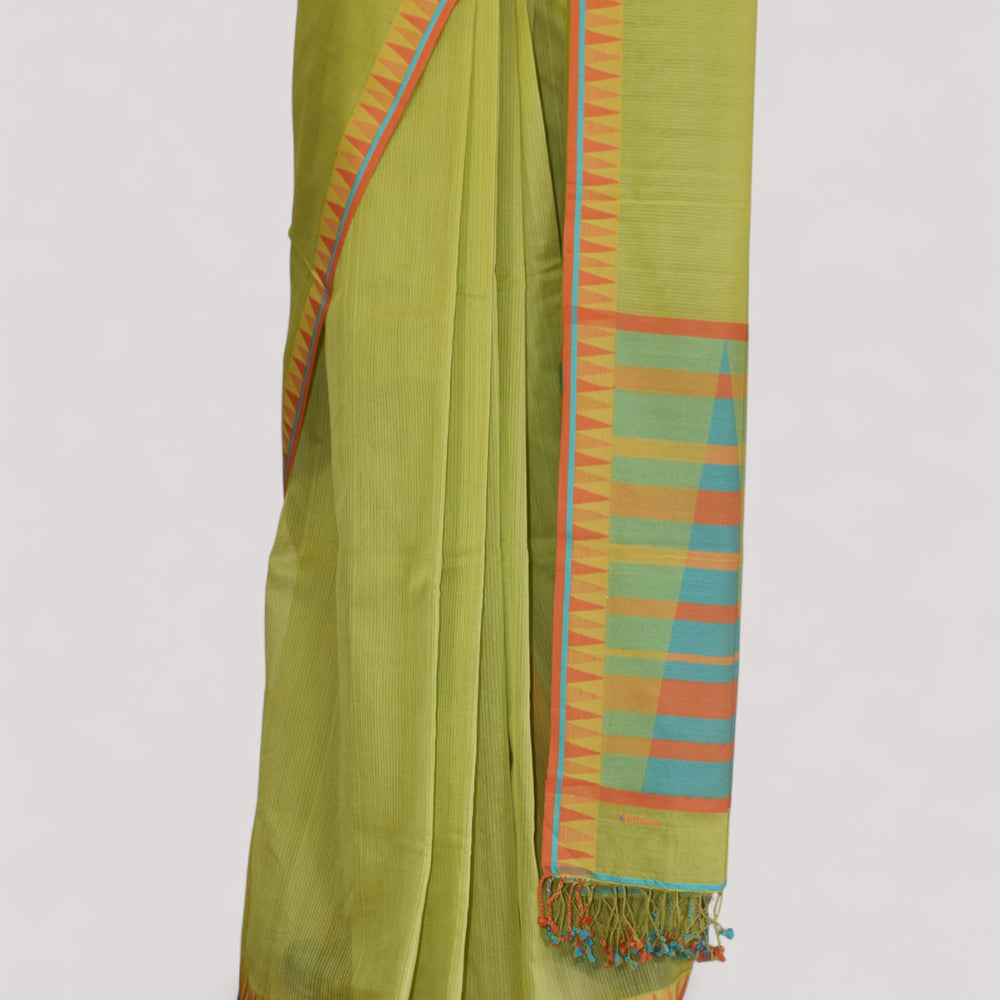 
                      
                        Lime Green - Temple Motif Organic Cotton Saree
                      
                    