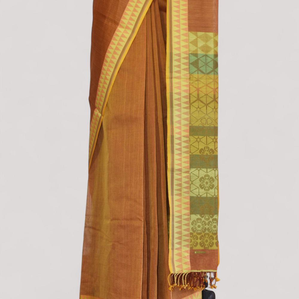 
                      
                        Orange- Cherry Blossom Motif Organic Cotton Saree
                      
                    